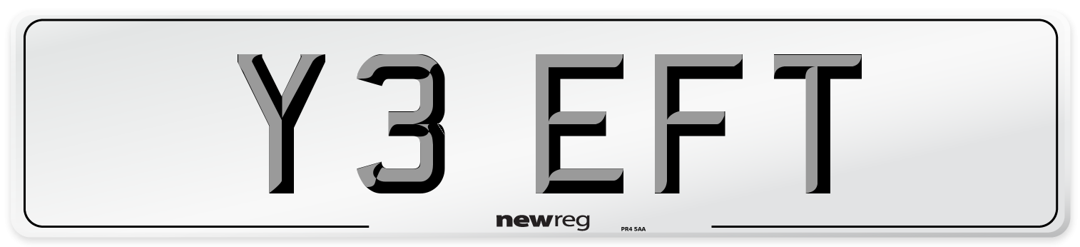 Y3 EFT Number Plate from New Reg